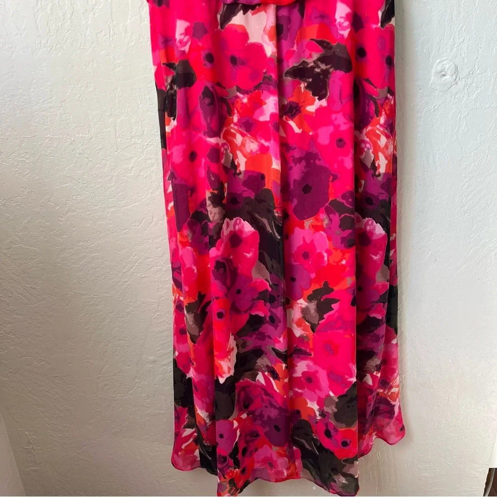 Eliza J Floral High Low Dress Red Black preppy wedding summer bohemian party - Picture 9 of 15